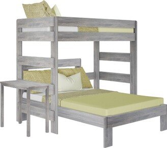 Max & Lily Farmhouse Twin over Full L-Shaped Bunk Bed with Desk, Driftwood