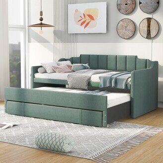 GEROJO Modern Twin Size Upholstered Daybed with Trundle