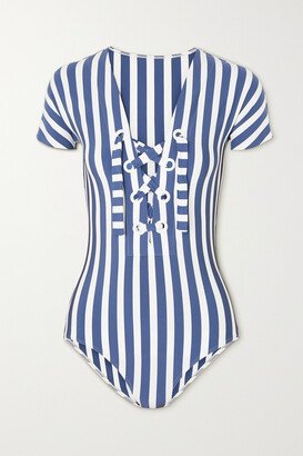 Samba Chiquito Lace-up Striped Swimsuit - Blue
