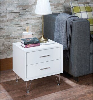 Tiramisubest Accent Table 2 Drawers Nightstand in White