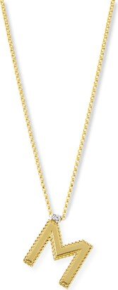 Princess 18K Yellow Gold Diamond Initial Necklace, M