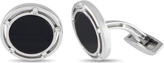 18K White Gold Diamond and Onyx Cufflinks