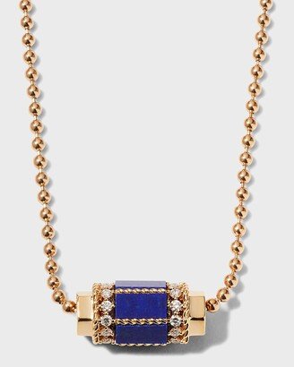 18k Rose Gold Diamond & Lapis Pendant Necklace