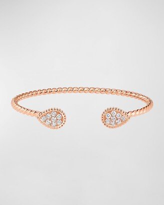 Pink Gold Serpent Boheme 2 Small Diamond Motif Open Bracelet, Size 16