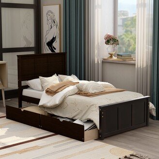 GEROJO Twin Size Platform Bed, Wood Bedroom Bedframe