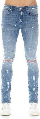 HVMAN Strat Bleach Splatter Ripped Super Skinny Jeans