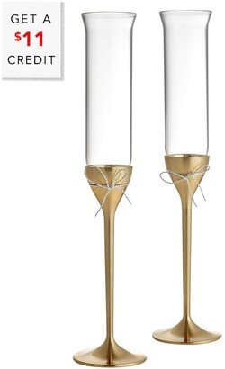 Vera Wang For Set Of 2 Love Knots Toasting Flute Glasses With $11 Credit