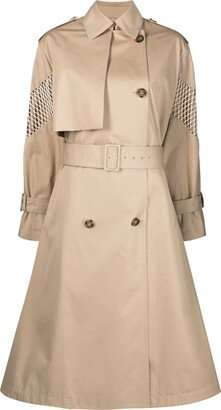 Mesh-Panel Trench Coat