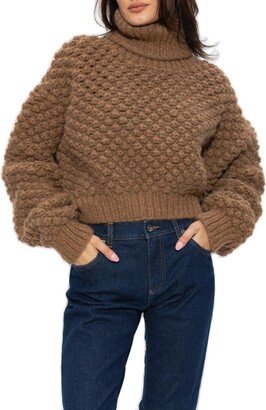 Hazelnut-Stitch Turtle-Neck Sweater