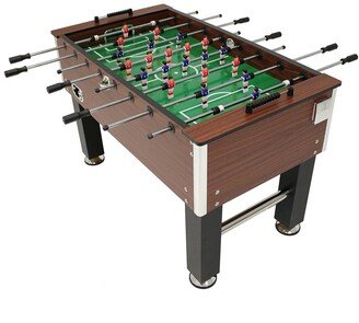 Sunnydaze 55In Faux Wood Foosball Soccer Game Table With Folding Drink Holders-AA