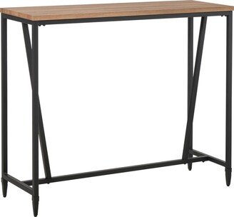 Homcom Rustic Industrial Bar Table with Metal Legs & Large Tabletop for Home Bar