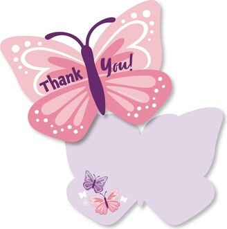 Big Dot Of Happiness Beautiful Butterfly - Floral Party Shaped Thank You Cards with Envelopes - 12 Ct