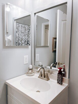 Frame My Mirror Meade Brushed Chrome Framed Vanity Mirror