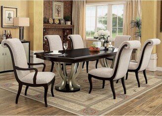 Dobrinishte Contemporary Beige Fabric Nailhead 7-Piece Dining Table Set by Copper Grove