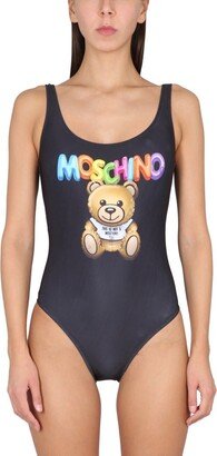 Teddy Bear Motif One-Piece Swimsuit
