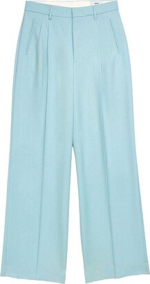 Pleated Long-Length Wool Trousers