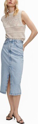 Women's Denim Midi-Skirt