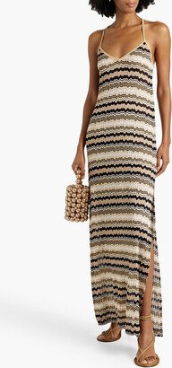 Metallic crochet-knit maxi dress