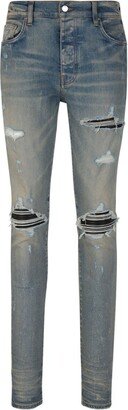 Straight-Leg Distressed Slim-Fit Jeans