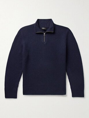 Alex Ribbed Virgin Wool Half-Zip Sweater-AA