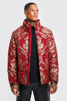 Mens Red Baroque Tapestry Puffer
