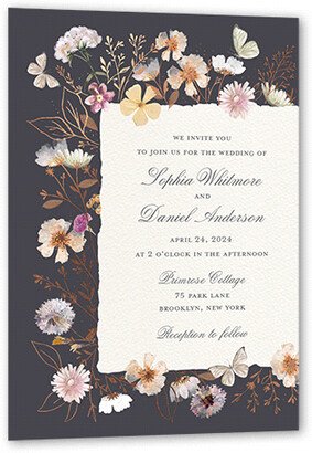 Wedding Invitations: Fairy Tale Wedding Wedding Invitation, Rose Gold Foil, Grey, 5X7, Luxe Double-Thick Cardstock, Square