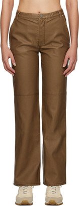 OPEN YY Brown Straight-Leg Faux-Leather Trousers