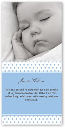 Birth Announcements: Dots Sky Birth Announcement, Blue, Standard Smooth Cardstock, Square