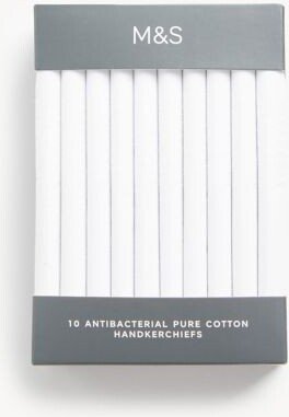 10pk Antibacterial Pure Cotton Handkerchiefs with Sanitized Finish®