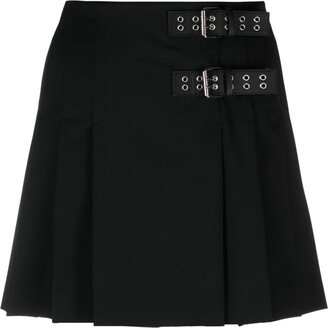 Buckled Pleated Miniskirt