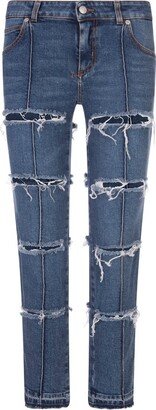 Straight-Leg Distressed Jeans-AK