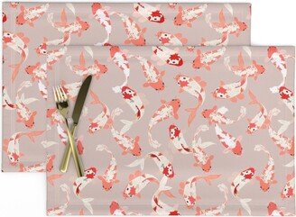 Japanese Koi Fish Placemats | Set Of 2 - Pond Pastel By Onesweetorange Ornamental Carp Hand Drawn Cloth Spoonflower