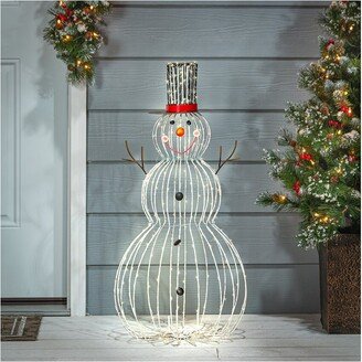 33-Inch High Electric Metal Snowman Outdoor Decor