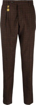 Check-Pattern Straight-Leg Trousers