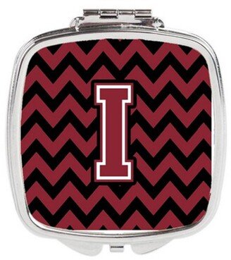 CJ1052-ISCM Letter I Chevron Garnet & Black Compact Mirror