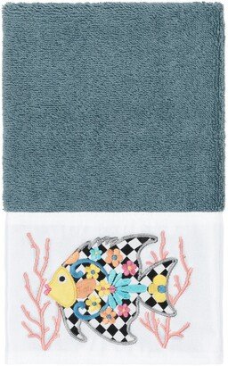 Feliz Embellished Hand Towel - Teal