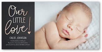 Birth Announcements: Our Little One Birth Announcement, Grey, 4X8, Pearl Shimmer Cardstock, Square