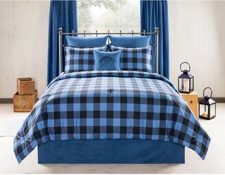 Victor Mill Still Lake Cabin and Lodge blue Plaid comforter set