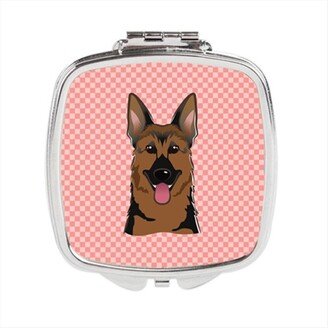 BB1211SCM Checkerboard Pink German Shepherd Compact Mirror, 2.75 x 3 x .3 In.