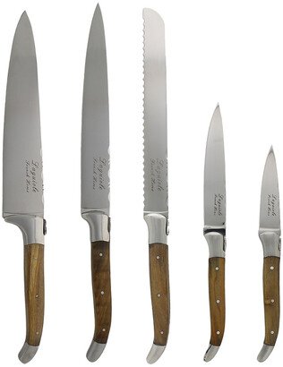 5Pc Laguiole Olivewood Kitchen Knife Set-AA