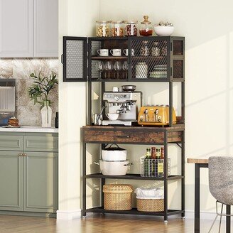 BLUEBELL Kitchen Bakers Rack Microwave Oven Stand with Storage Shelves Cabinet and Drawer for Kitchens Dinning Room