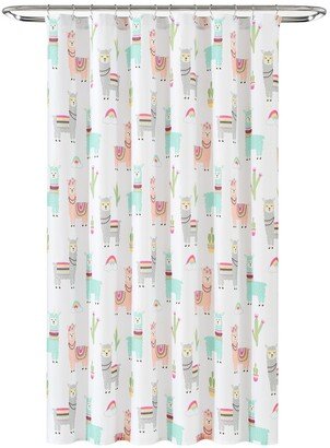 Make A Wish Southwest Llama Cactus Shower Curtain by Lush Decor, 72 x 72
