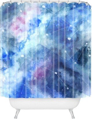 Wonder Forest Connecting Stars Shower Curtain Blue