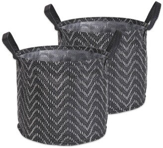 Polyethylene Coated Woven Paper Laundry Bin Tribal Chevron Round Small Set of 2