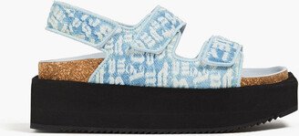 Denim-jacquard platform slingback sandals