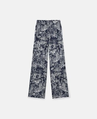 Fungi Forest Print Silk Pyjama Trousers
