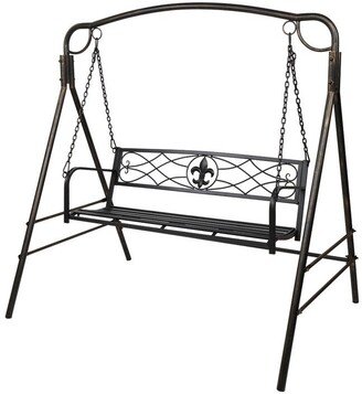 Karlhome 4' Powder Coated Steel Porch Swing with Bronze Stand