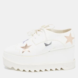 White Faux Leather Elyse Star Platform Derby Sneakers Size 38