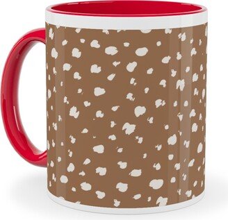 Mugs: Fawn Spots - Dark Ceramic Mug, Red, 11Oz, Brown
