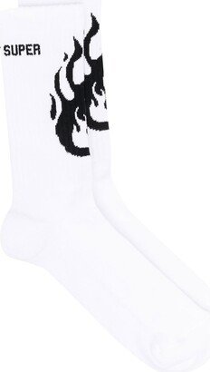 Flame ribbed-detail ankle socks